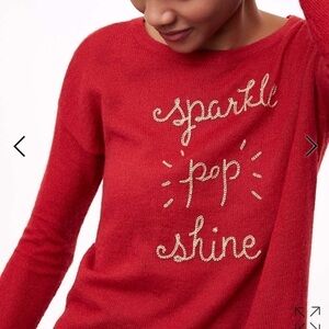 LOFT Red Sparkle Pop Shine Holiday Sweater